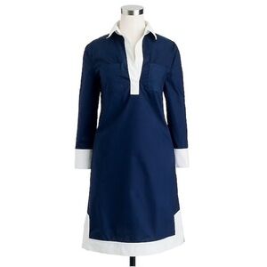 J.Crew Navy Camp Tunic Dress Size 4 | V-Neck Cotton Old Money Preppy Resortwear